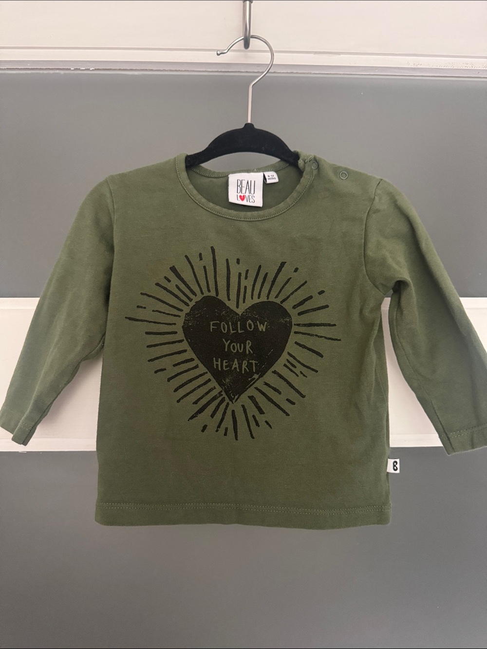 Beau Loves “Follow Your Heart" Long Sleeve Tee 6-12M